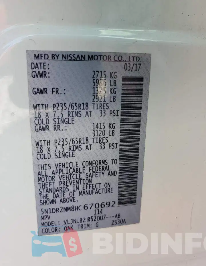 5N1DR2MM8HC670692 Photo# 12