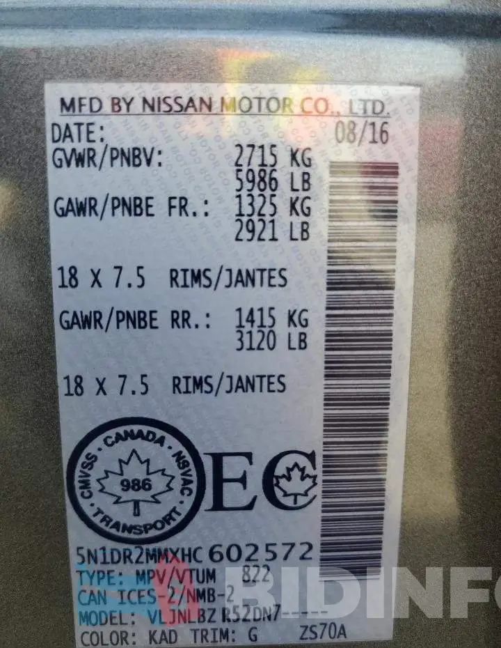 5N1DR2MMXHC602572 Photo# 14