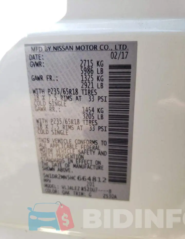 5N1DR2MN5HC664812 Photo# 13