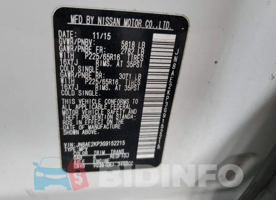 JN8AE2KP3G9152215 Photo# 12