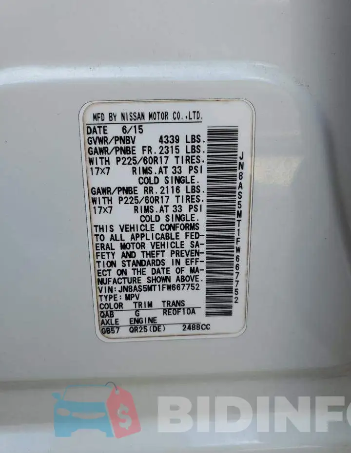 JN8AS5MT1FW667752 Photo# 14