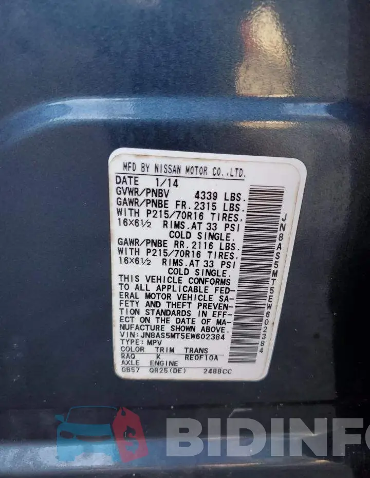 JN8AS5MT5EW602384 Photo# 13