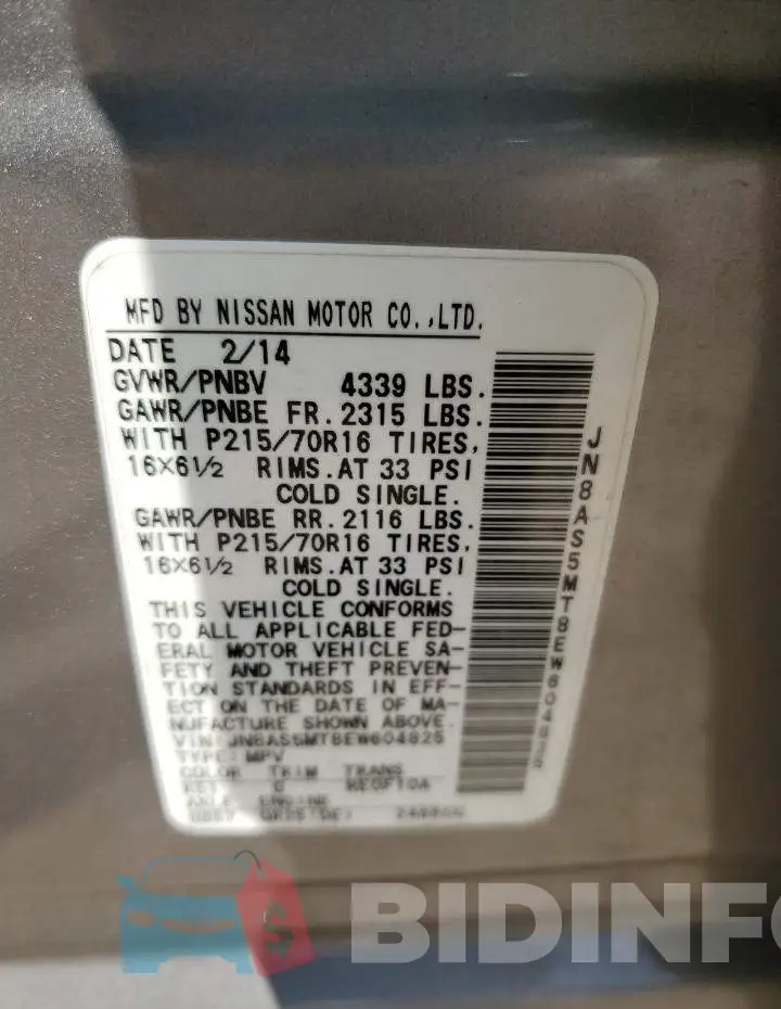 JN8AS5MT8EW604825 Photo# 12