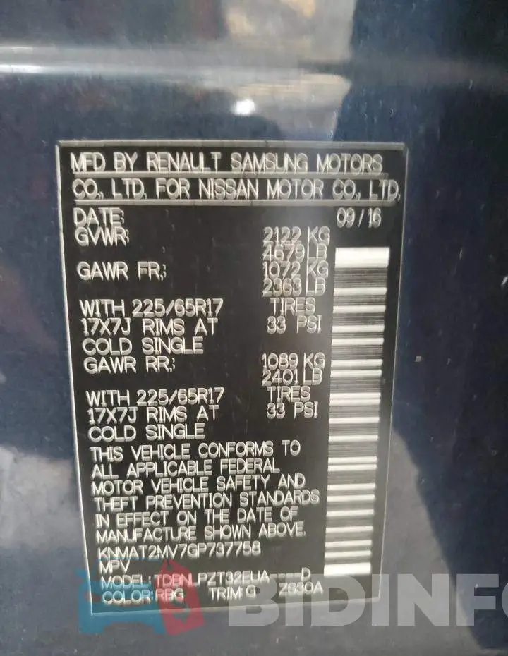 KNMAT2MV7GP737758 Photo# 13