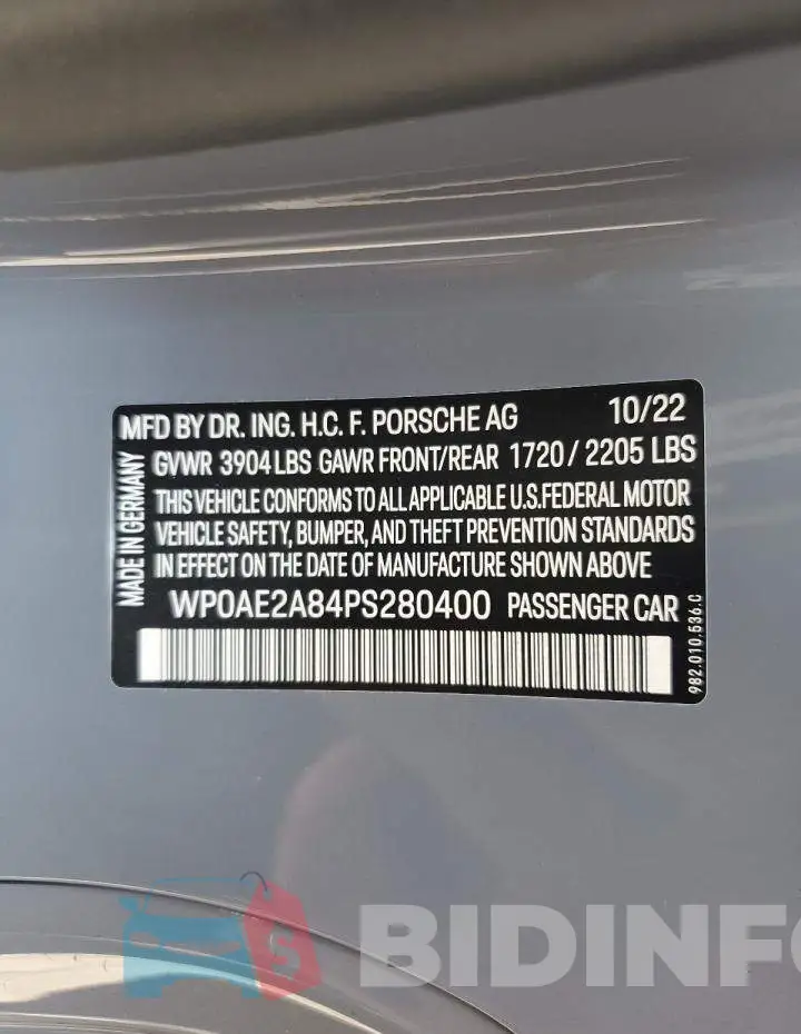 WP0AE2A84PS280400 Photo# 12