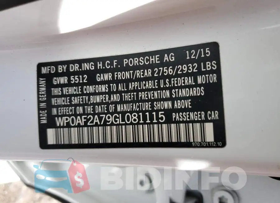 WP0AF2A79GL081115 Photo# 12