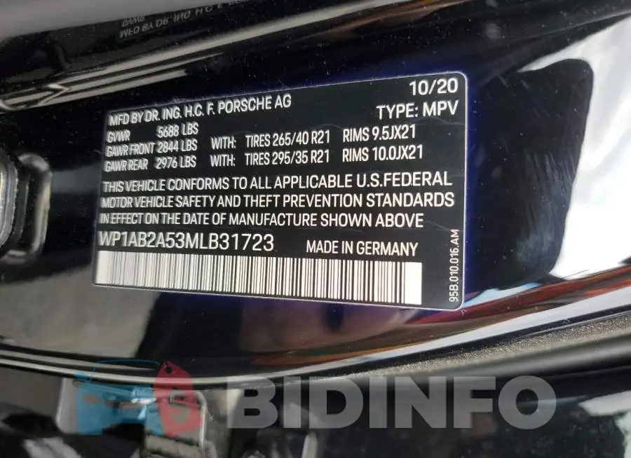 WP1AB2A53MLB31723 Photo# 13