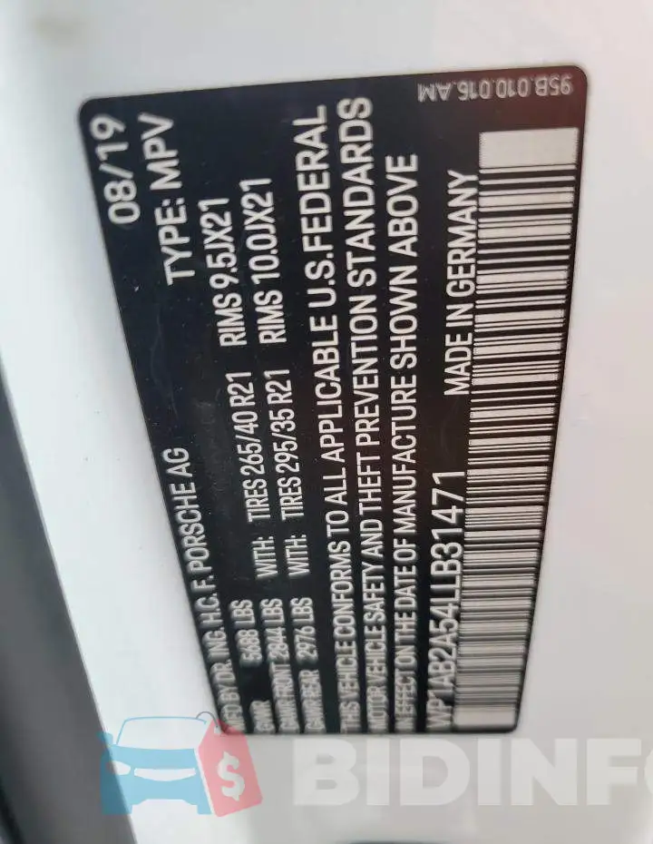 WP1AB2A54LLB31471 Photo# 14