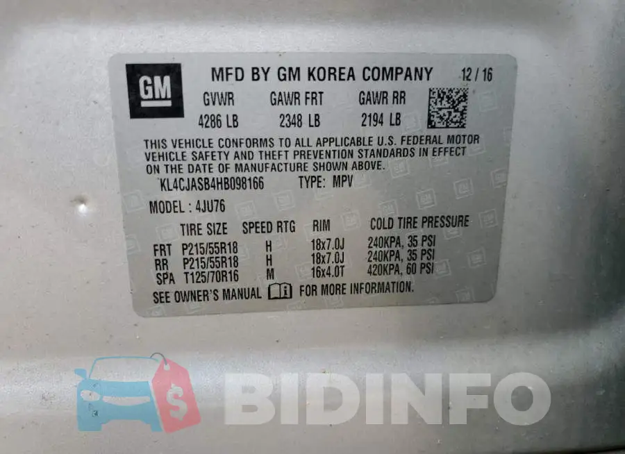 KL4CJASB4HB098166 Photo# 13
