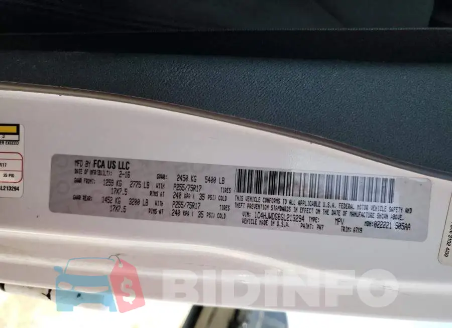 1C4HJWDG6GL213294 Photo# 13