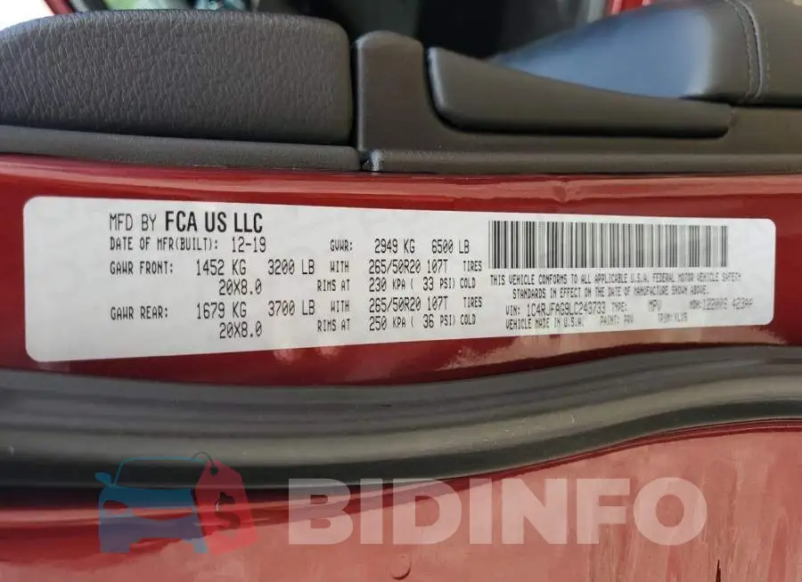 1C4RJFAG9LC243733 Photo# 12