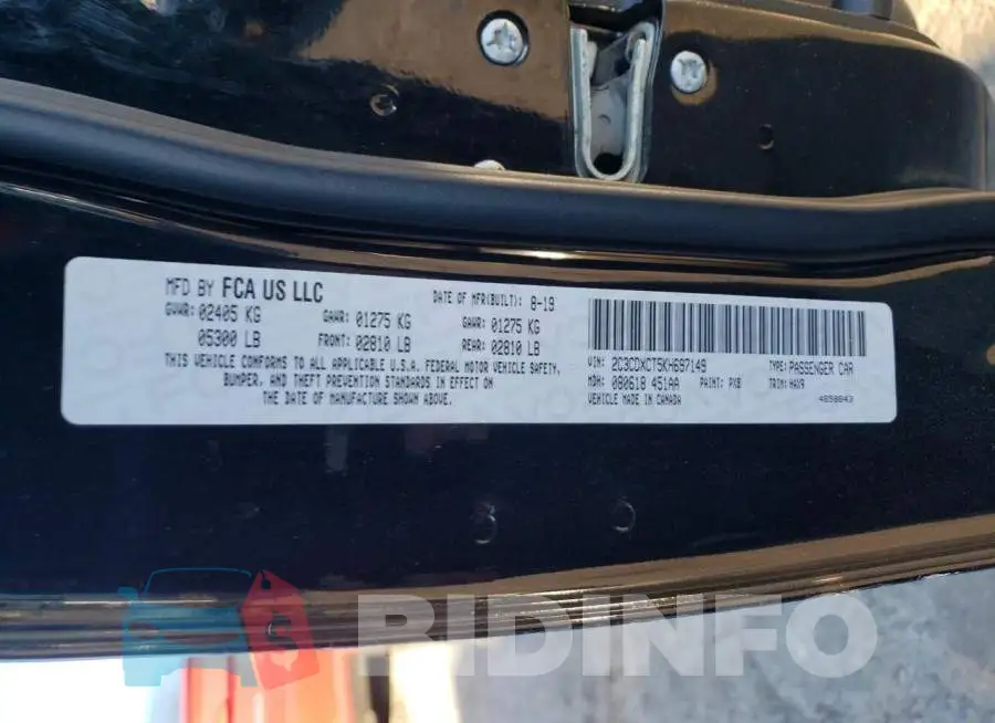 2C3CDXCT5KH697149 Photo# 12