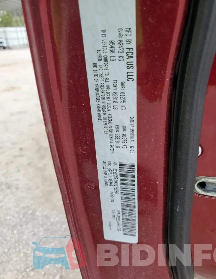 2C3CDXGJXKH678296 Photo# 12