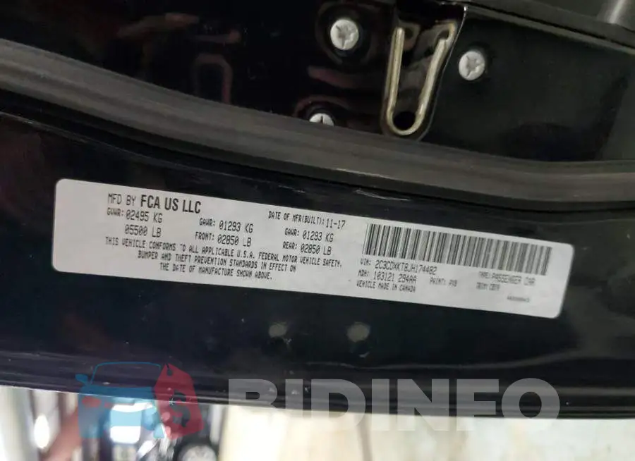 2C3CDXKT8JH174482 Photo# 12