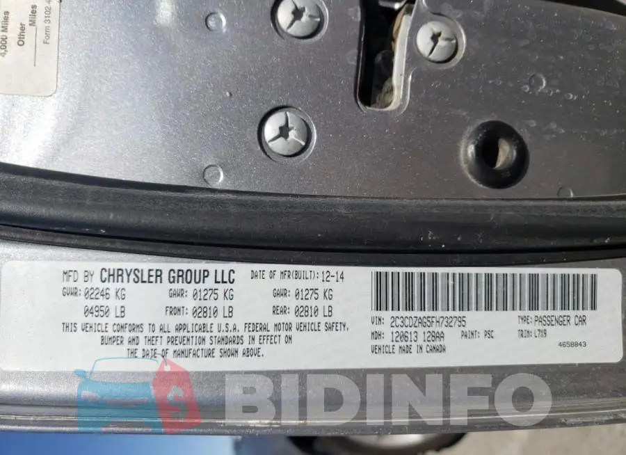 2C3CDZAG5FH732795 Photo# 13