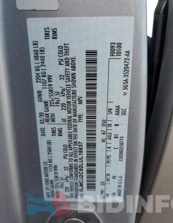 5LMCJ2C92LUL18837 Photo# 14