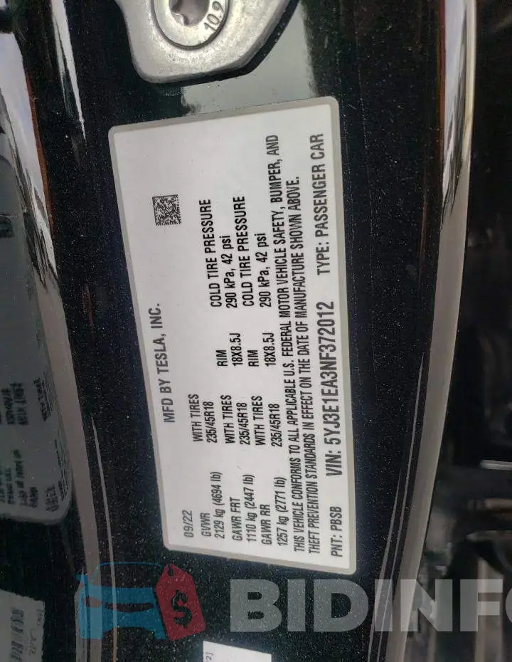 5YJ3E1EA3NF372012 Photo# 13
