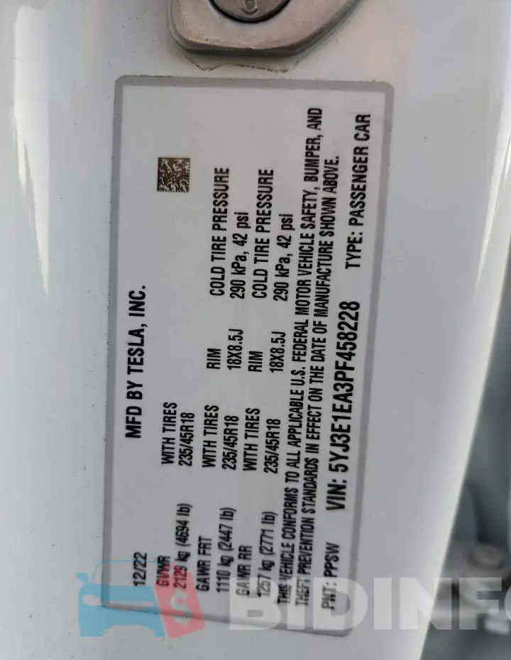5YJ3E1EA3PF458228 Photo# 12