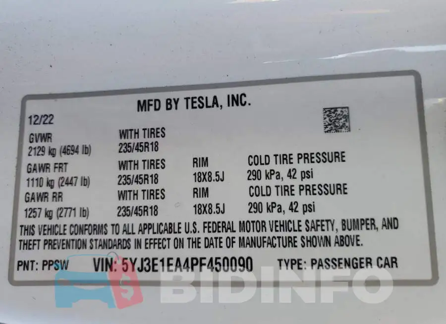 5YJ3E1EA4PF450090 Photo# 13