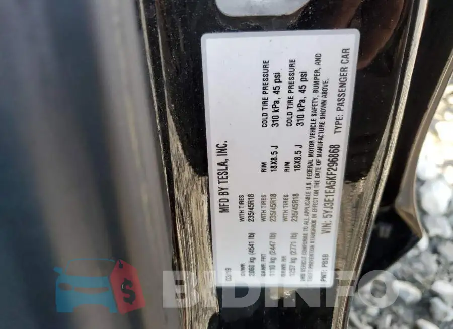 5YJ3E1EA5KF296868 Photo# 12