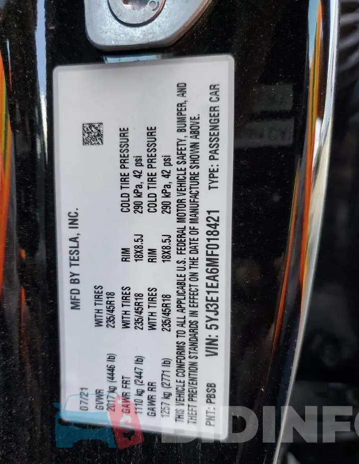 5YJ3E1EA6MF018421 Photo# 12