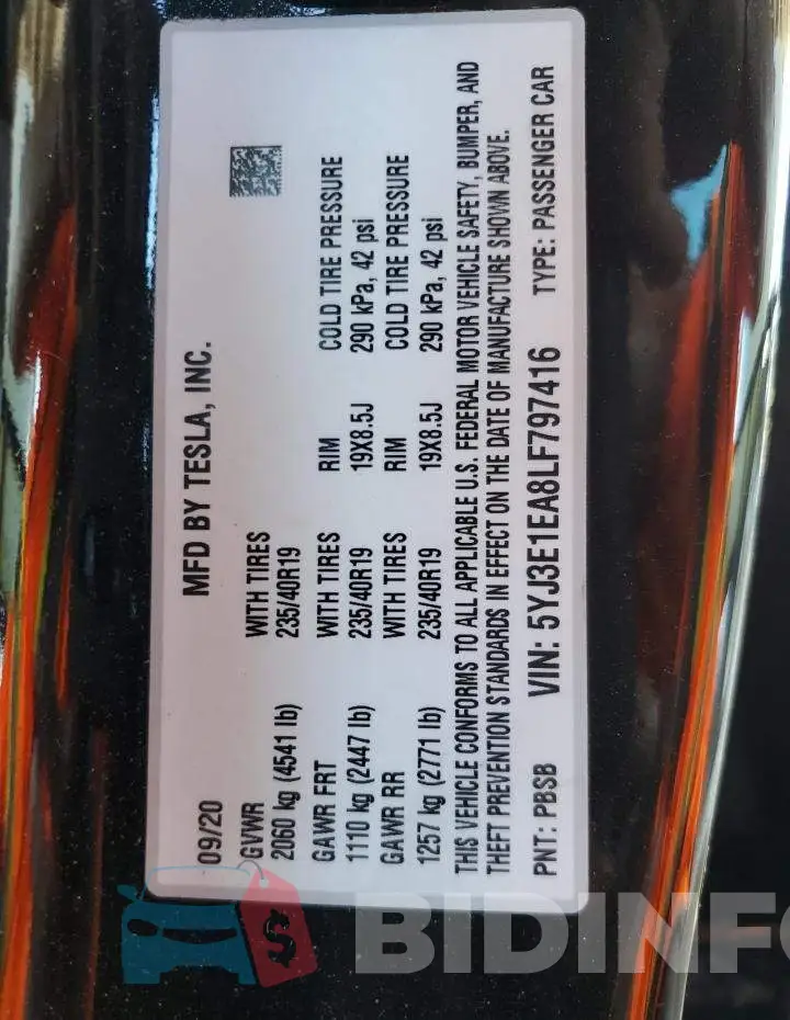 5YJ3E1EA8LF797416 Photo# 12