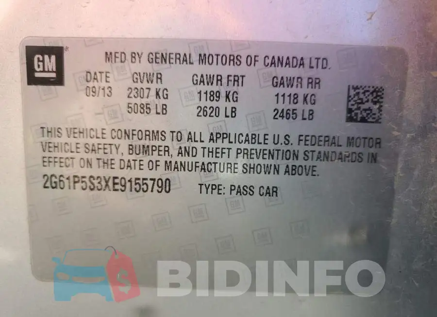 2G61P5S3XE9155790 Photo# 12