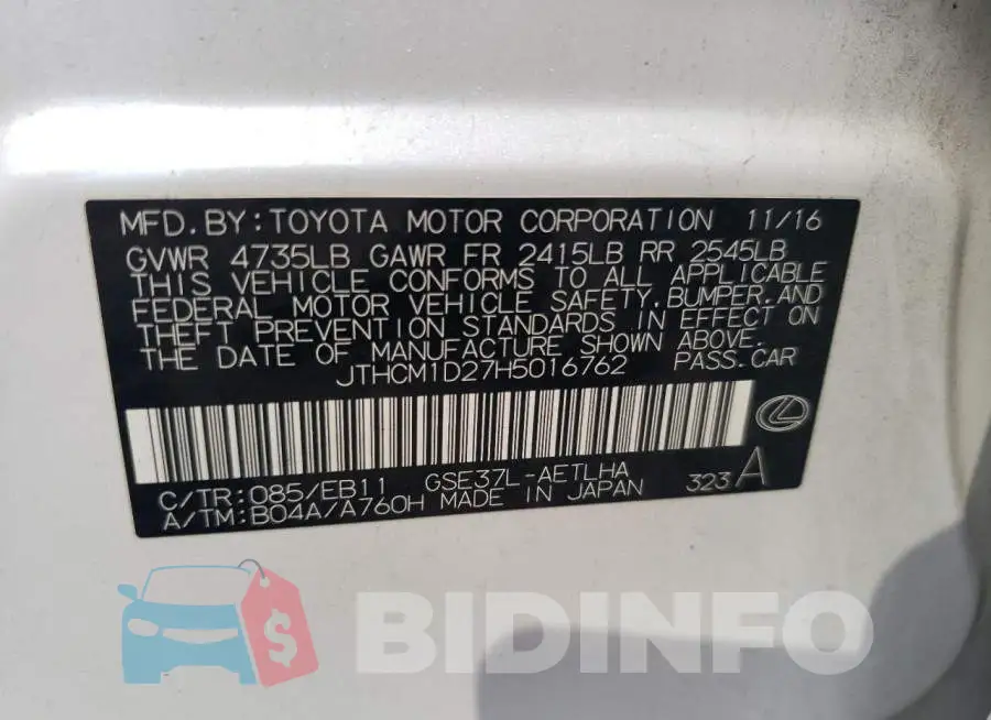 JTHCM1D27H5016762 Photo# 12