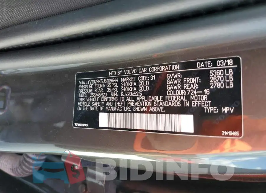 LYV102RK5JB109644 Photo# 13