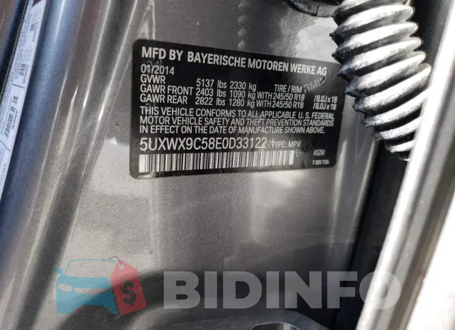 5UXWX9C58E0D33122 Photo# 12