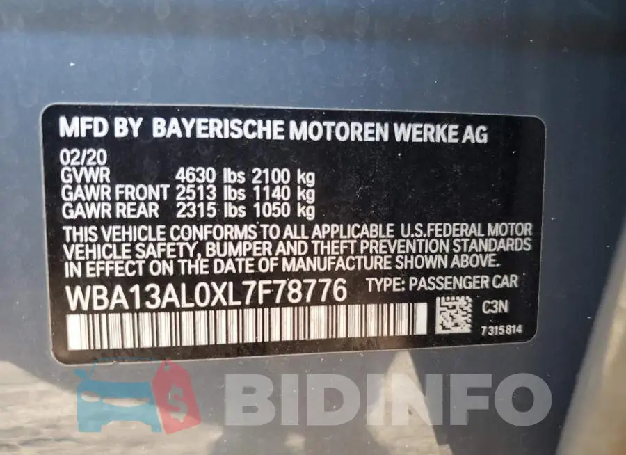 WBA13AL0XL7F78776 Photo# 12
