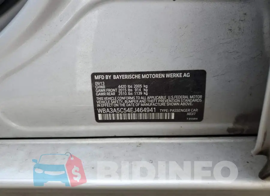 WBA3A5C54EJ464941 Photo# 12