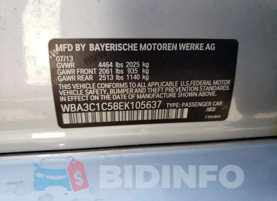 WBA3C1C58EK105637 Photo# 12