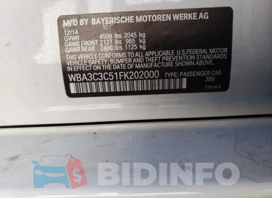 WBA3C3C51FK202000 Photo# 12