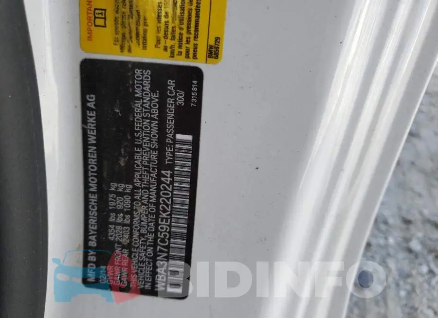 WBA3N7C59EK220244 Photo# 12