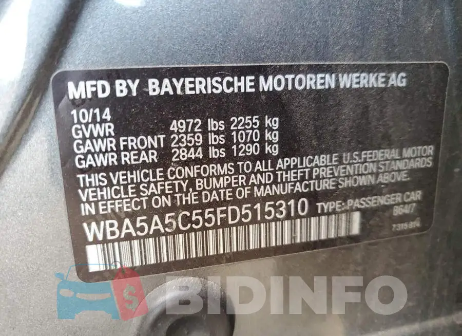 WBA5A5C55FD515310 Photo# 12