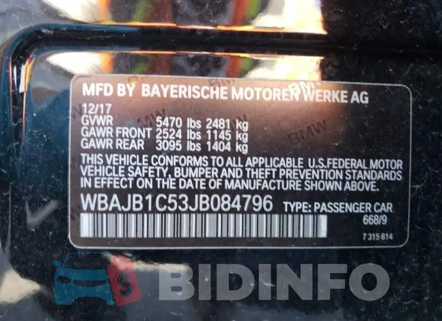 WBAJB1C53JB084796 Photo# 12