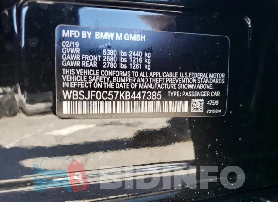 WBSJF0C57KB447385 Photo# 12