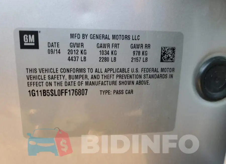1G11B5SL0FF176807 Photo# 12