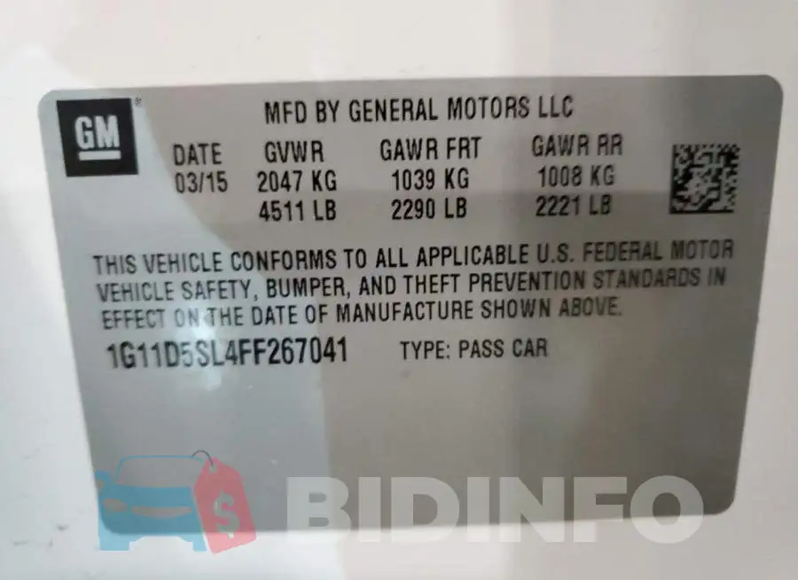 1G11D5SL4FF267041 Photo# 12