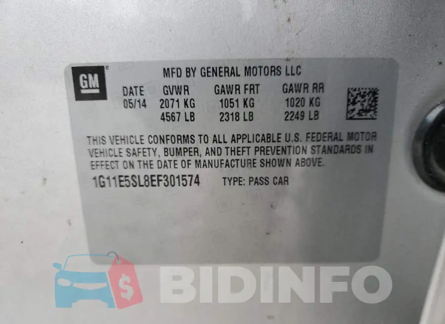 1G11E5SL8EF301574 Photo# 12