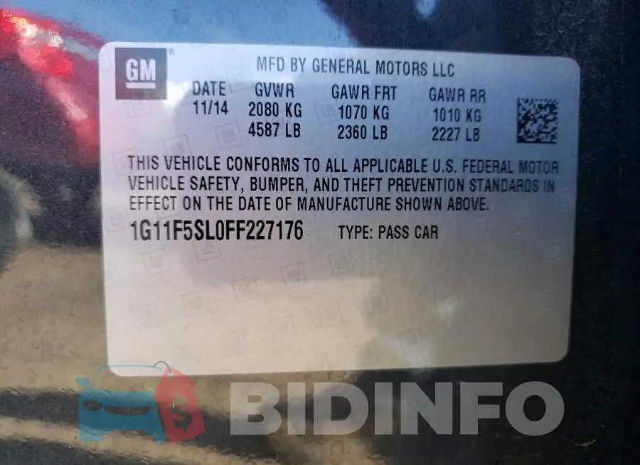 1G11F5SL0FF227176 Photo# 12
