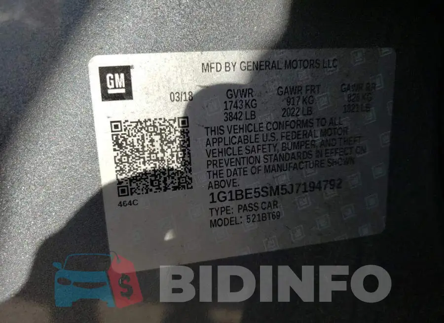 1G1BE5SM5J7194792 Photo# 12