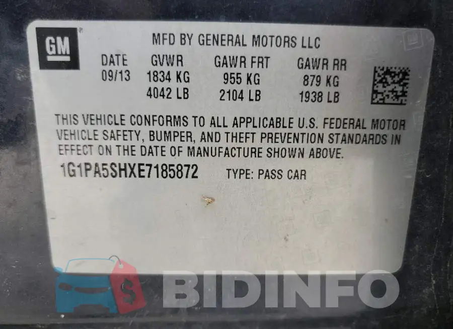 1G1PA5SHXE7185872 Photo# 12