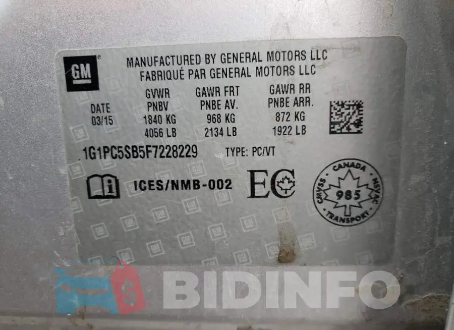 1G1PC5SB5F7228229 Photo# 12