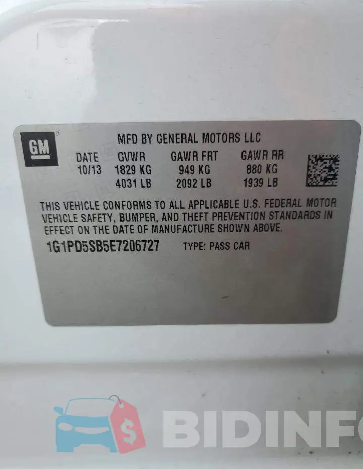 1G1PD5SB5E7206727 Photo# 12