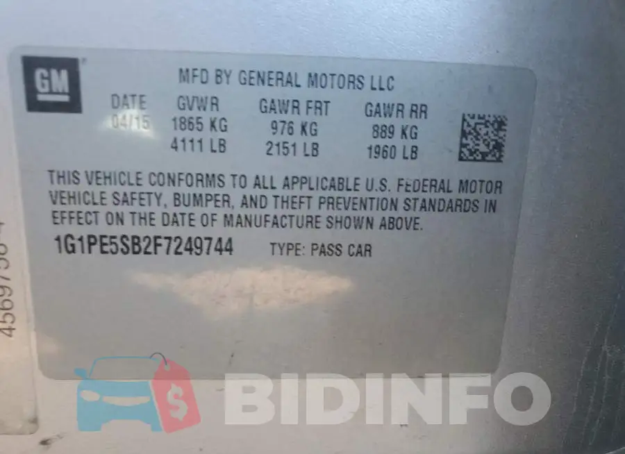 1G1PE5SB2F7249744 Photo# 12