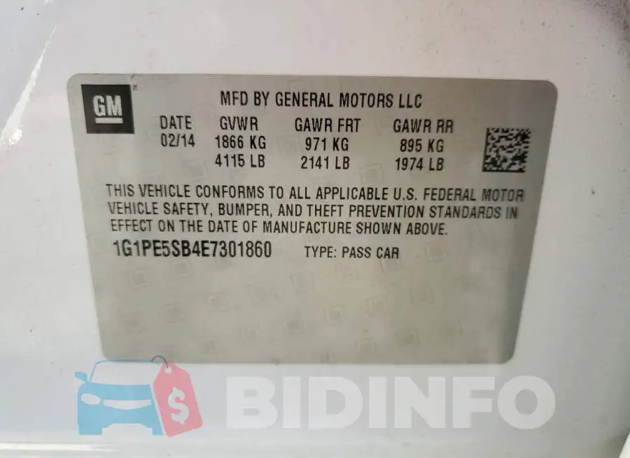 1G1PE5SB4E7301860 Photo# 12