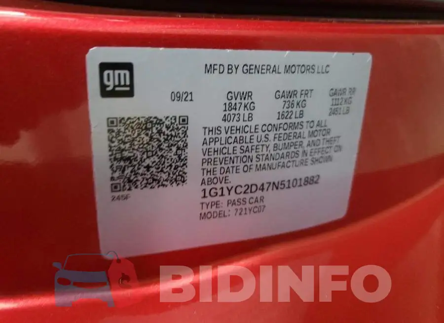 1G1YC2D47N5101882 Photo# 12