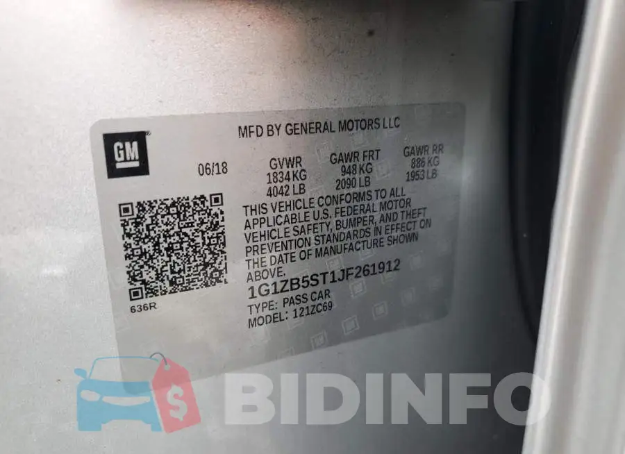 1G1ZB5ST1JF261912 Photo# 12